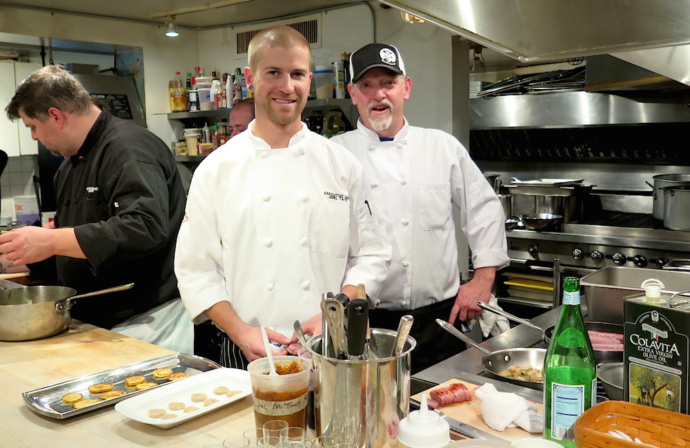 Chefs Joel Tate and Roger Freedman at the James Beard House kitchens. @ MRNY